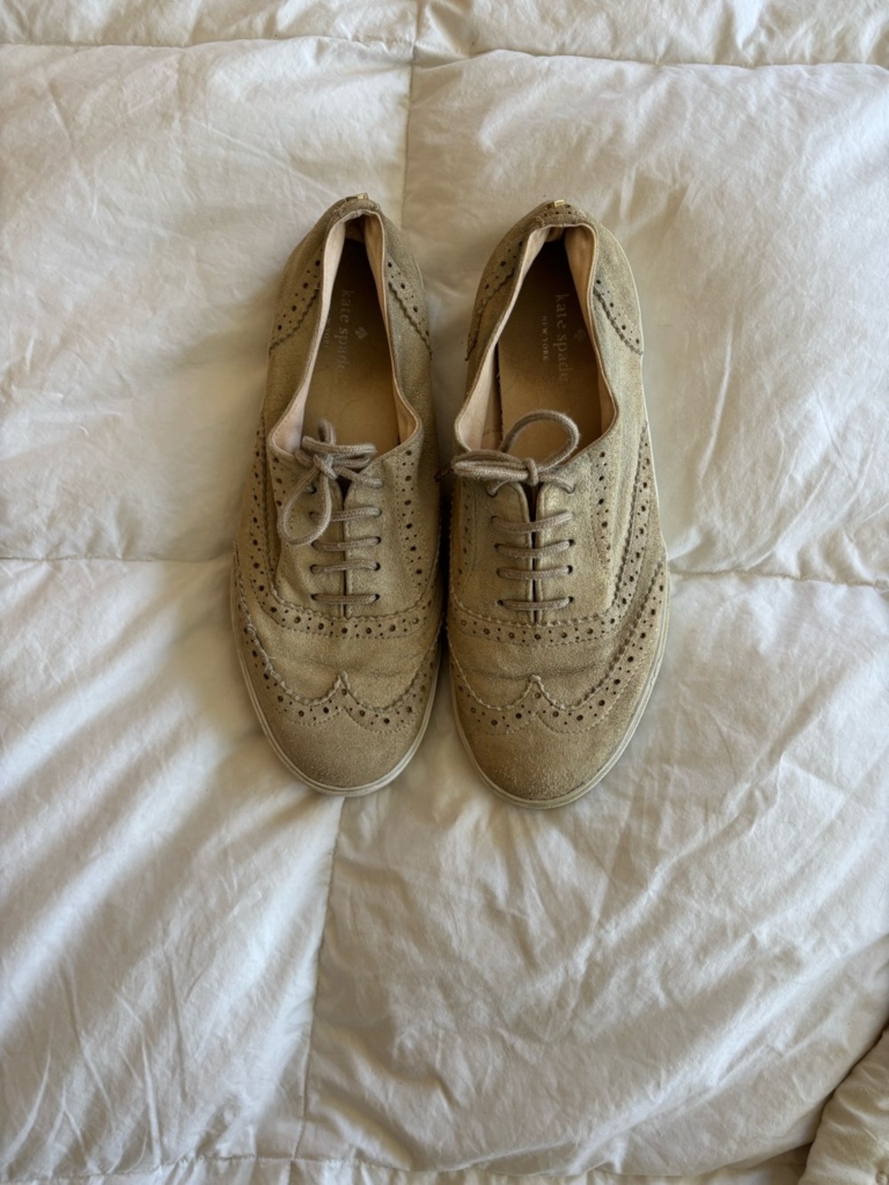 kate spade tan suede wingtip sneakers